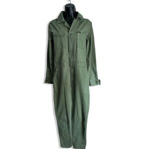 LEE Women's UNION-ALLS Longsleeve Green Denim Zip Front Jumpsuit